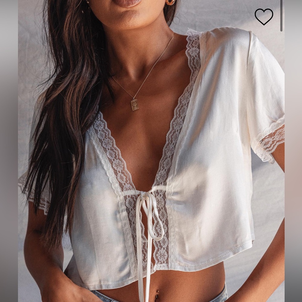 Princess Polly White Lace Trim Top